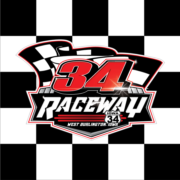 34 Raceway Printed Checkered Flag - 24"x24" - Single Reverse - Unmounted