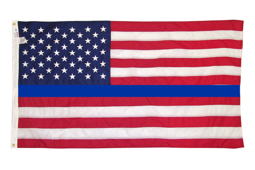 thumbnail image 2 of Thin Blue Line American Flag 3x5 FT – Black & White US Police Support Flag – 150D Polyester 2 of 5