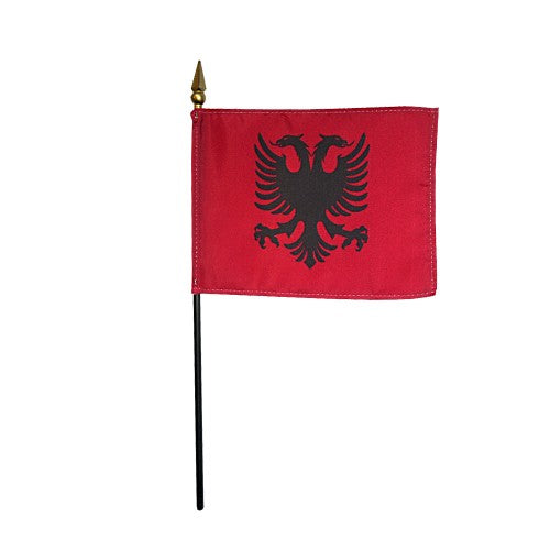 Albania Stick Flag 4"x6"