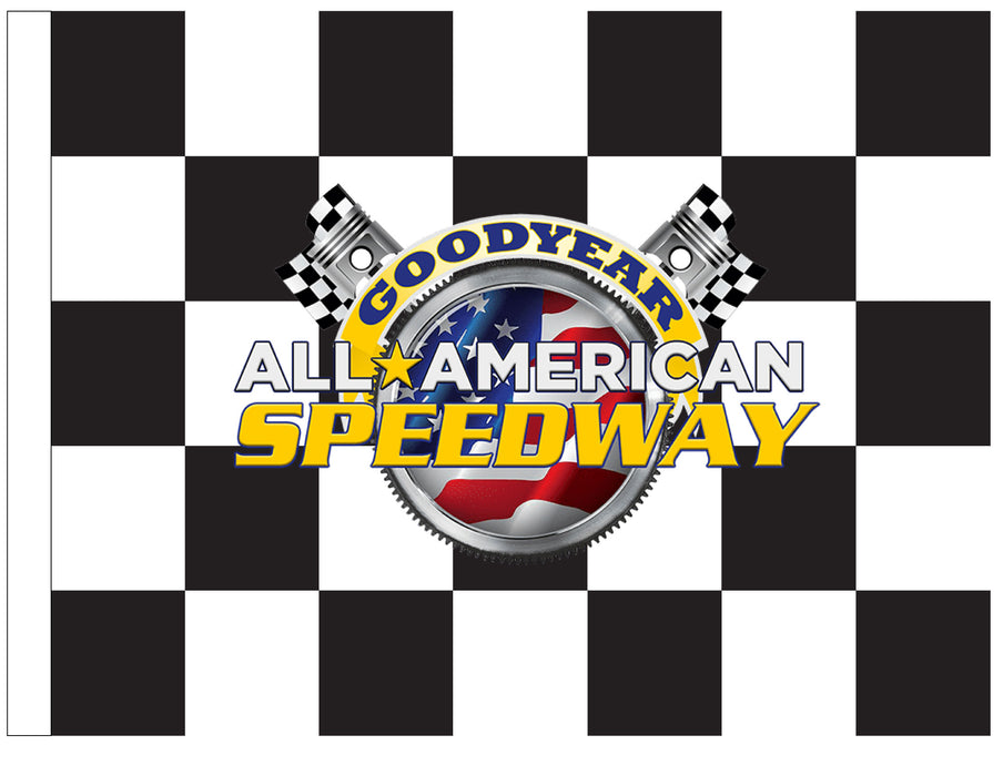 All American Speedway Printed Checkered Flag - 24"x30" - Nylon - Single Reverse - Race Heading