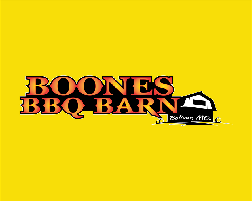 Boones BBQ Barn Printed Yellow Flag - 24"x30" - Nylon - Single Reverse - Stapled to 32"x5/8" Dowel