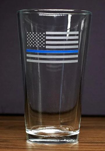 Thin Blue Line Glass 16oz - Bullet Free *Clearance*