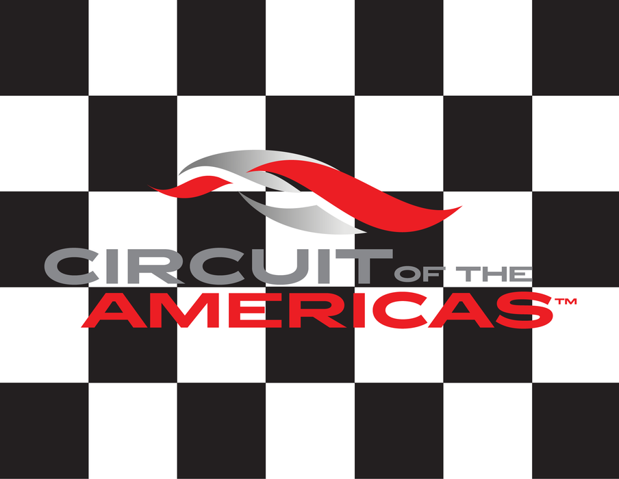 COTA Circuit of the Americas Printed Checkered Flag - 24"x30" - Single Reverse - Mounted on 32"x5/8" Dowel