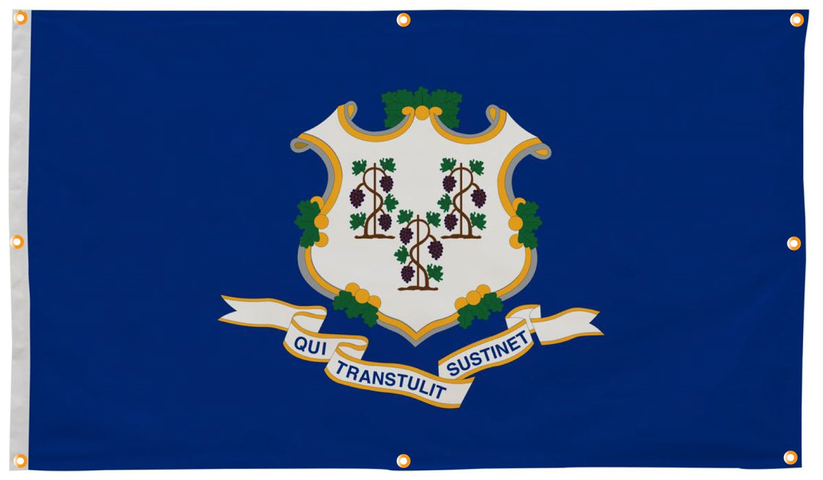 Connecticut Flag with Grommets Along the Edges for Wall Hanging