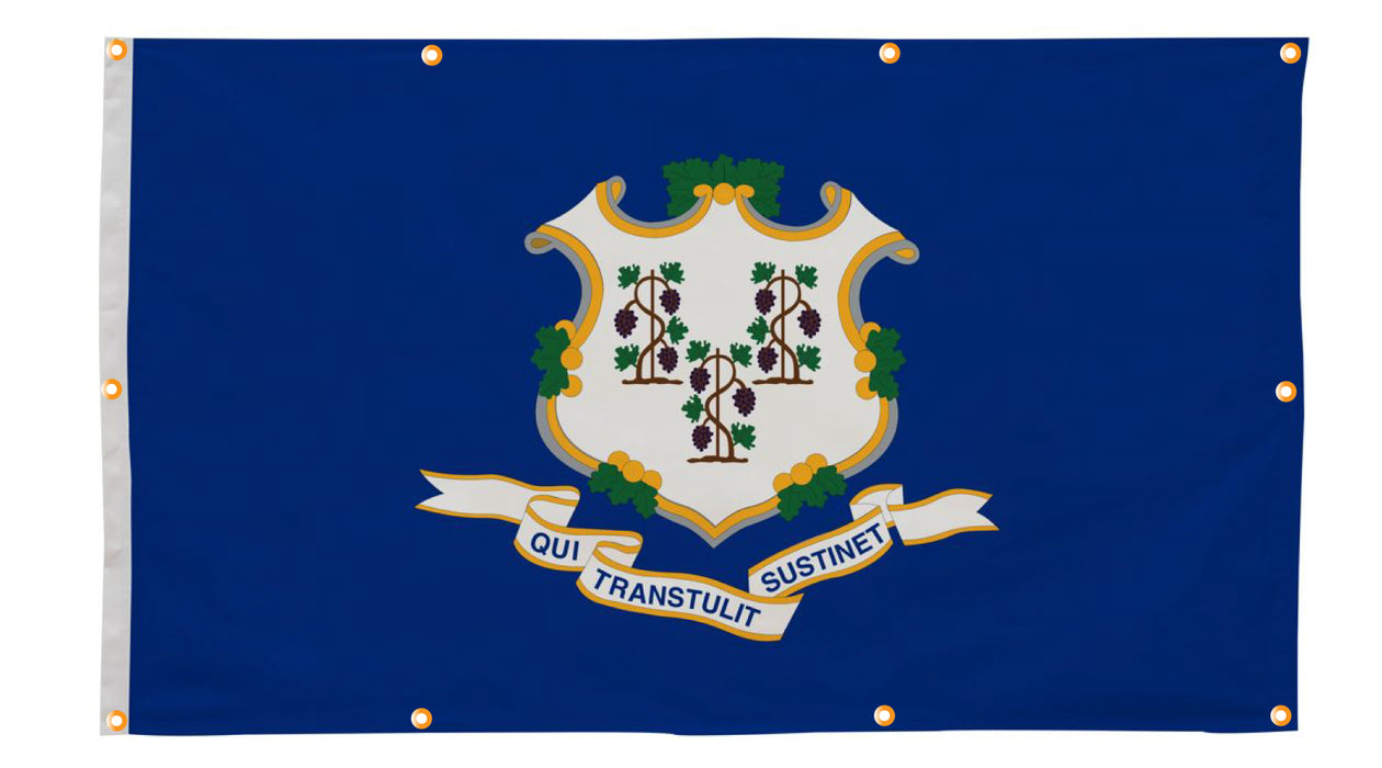Connecticut Flag with Grommets Along the Edges for Wall Hanging