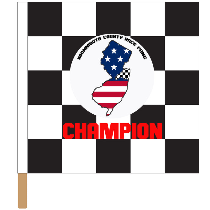 Monmouth County Custom Checkered Flag - 24"x24" - Stapled to 32" x 5/8" Dowel