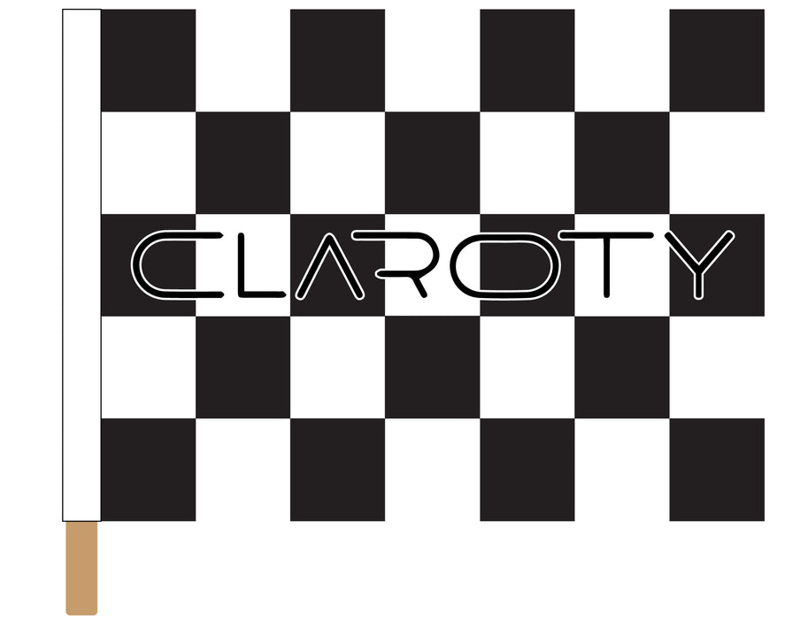 Claroty Printed Checkered Flag - 24"x30" - Nylon - Single Reverse - Stapled to 32"x5/8" Dowel