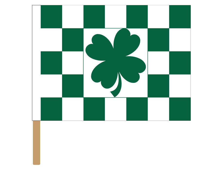 irish checkered flag for sale - clover checkered racing flag for sale - racing flags for sale - black and white
