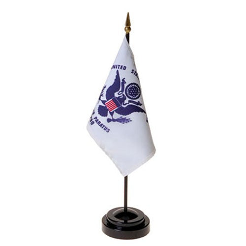 Coast Guard Stick Flag 4"x6" with Stand for Table