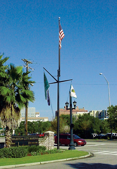 Nautical Aluminum Flagpole w/ Yardarm & Gaff