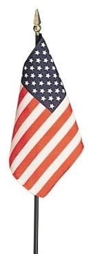 Mini American Flag - 4"x6" Empire Brand on 11" Black Staff w/ Gold Speartop