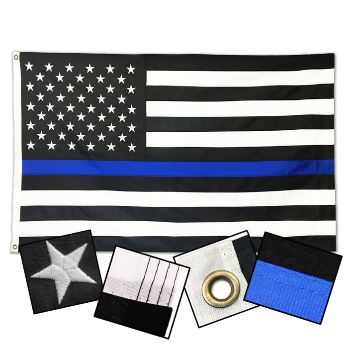 Sewn Thin Blue Line American Outdoor Flag