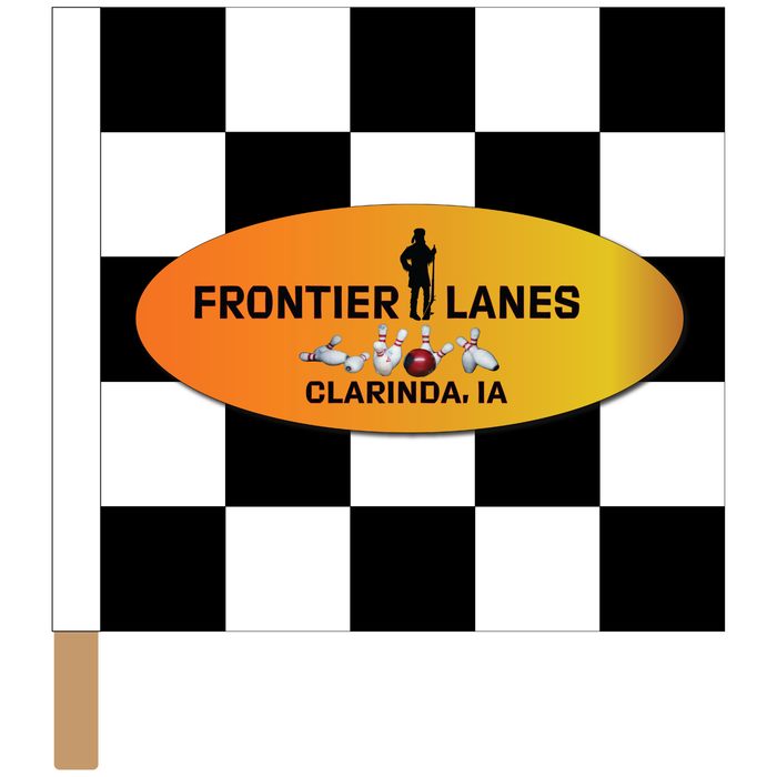 Frontier Lanes Printed Checkered Flag - 24"x24" - Nylon - Single Reverse - Stapled to 32"x5/8" Dowel