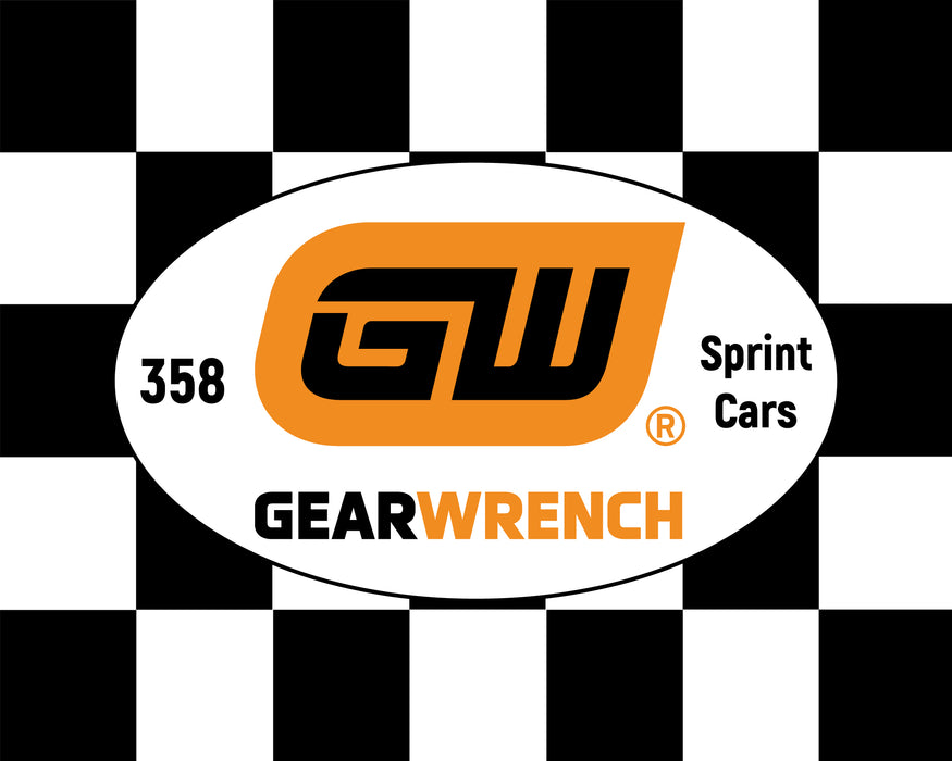 Gear Wrench Printed Checkered Flag - 24"x30" - Nylon - Single Reverse- Stapled to 32"x5/8" Dowel