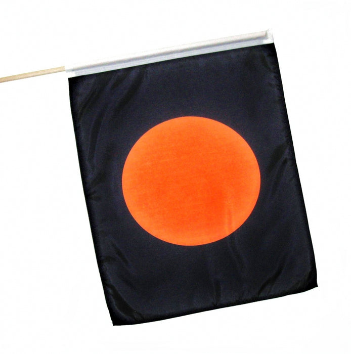 printed black flag with orange circle racing flag flagman of america