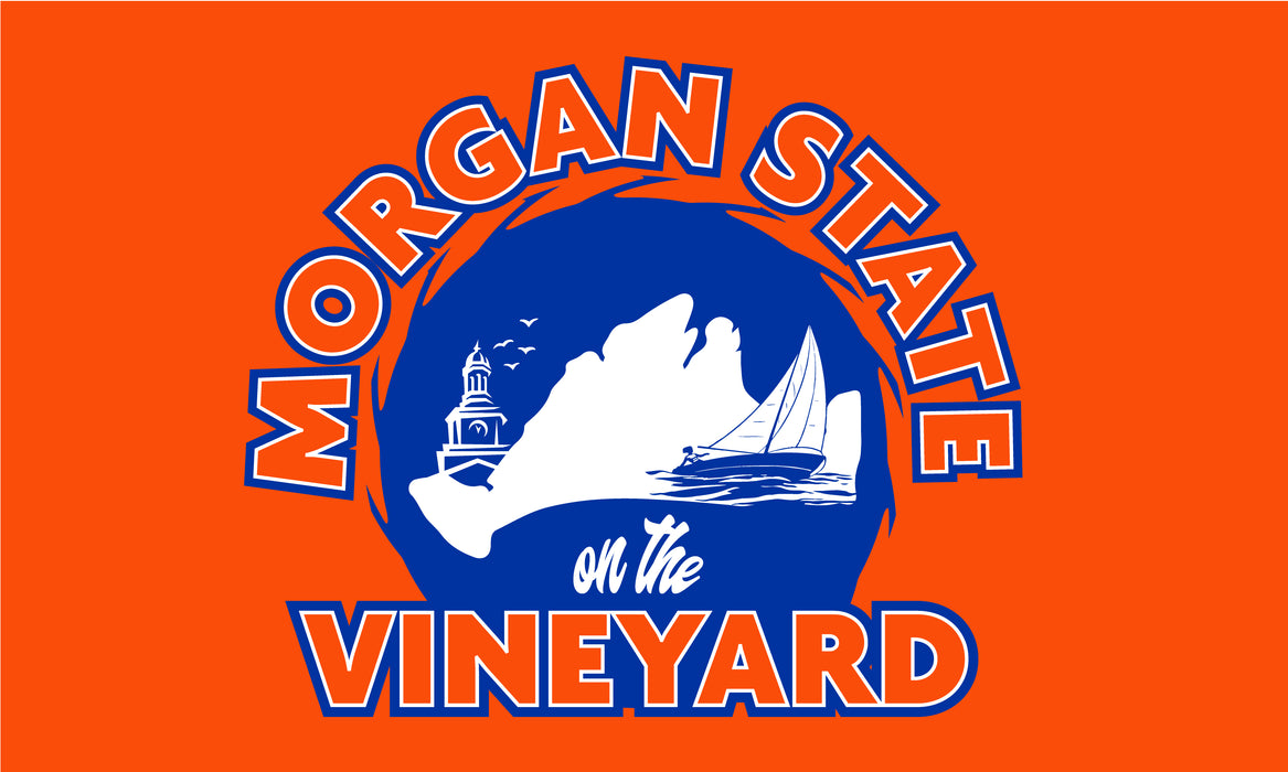 Morgan State Vineyard Printed Flag - 3'x5' - Nylon - Single Reverse - Outdoor Heading & Grommets - Orange Background, Orange 1655, Blue 286