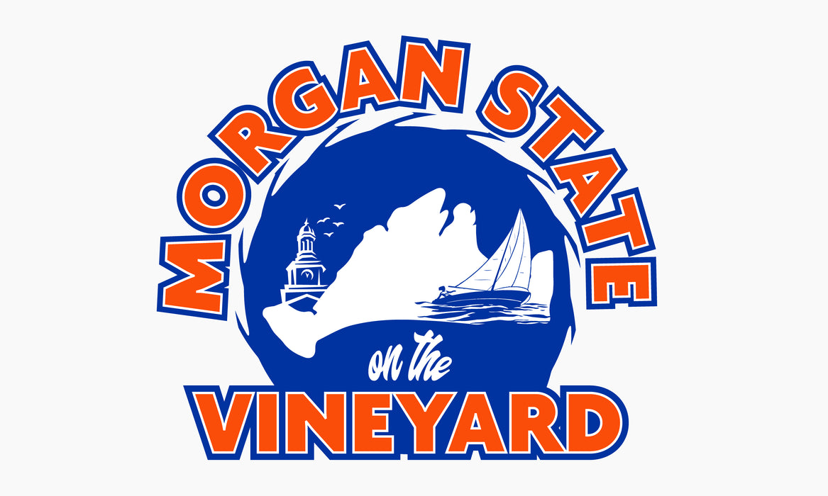 Morgan State Vineyard Printed Flag - 3'x5' - Nylon - Single Reverse - Outdoor Heading & Grommets - White Background, Orange 1655, Blue 286