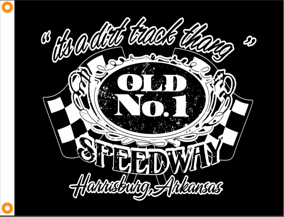 Old No. 1 Speedway Custom Flag - 8'x12' - Nylon - Single Reverse - Roped Heading & Thimbles