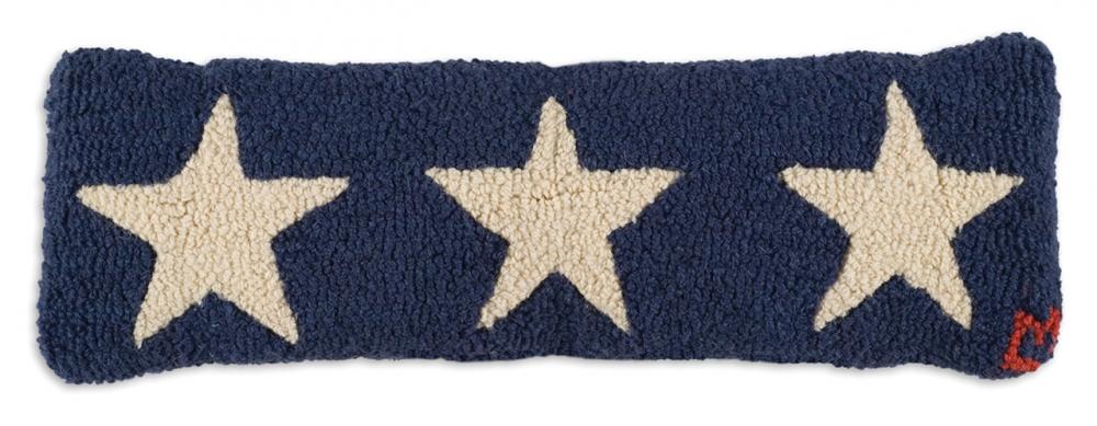 Blue Stars Trilogy 8"x24" Lumbar Hooked Wool Pillow