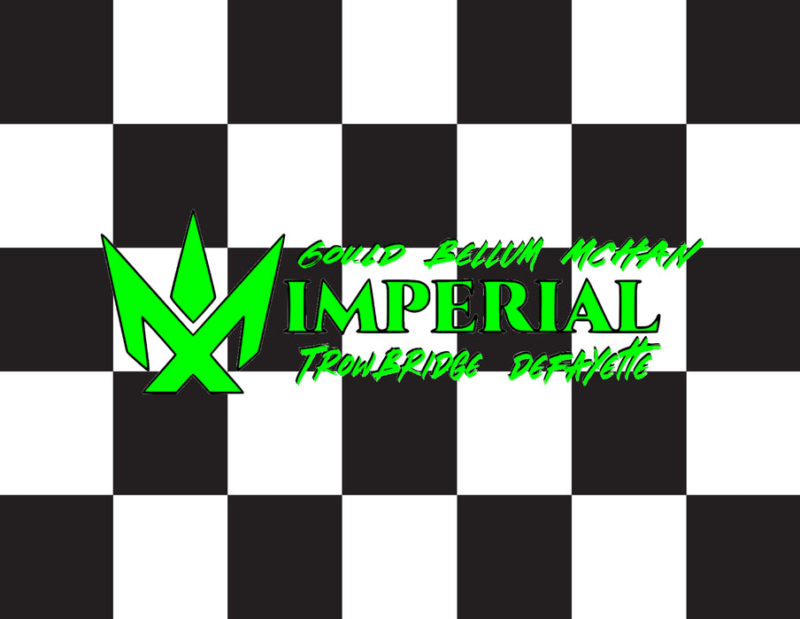 Scott Bellum Imperial Custom Printed Checkered Flag - 24"X30" - Nylon - Single Reverse - Stapled to 32"x5/8" Dowel