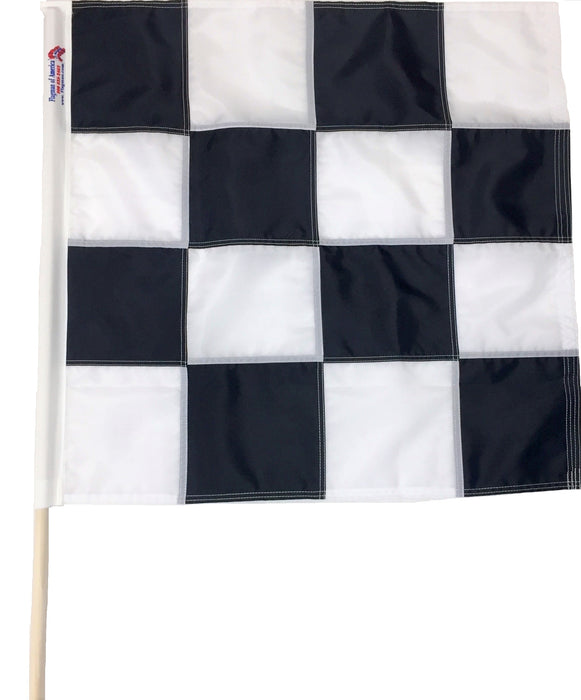 Sewn Flatlock Seam Black & White Checkered Racing Flag | Made in USA