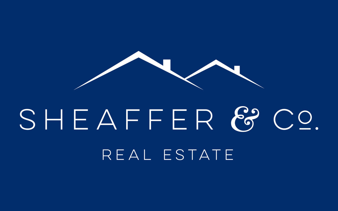 Sheaffer & Co Real Estate Printed Flag - 2.5'x4' - Nylon - Single Reverse - Heading & Grommets - OG Blue Background - White Logo & Letters