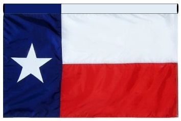 Texas flag with Sleeve Across the top for Hanging