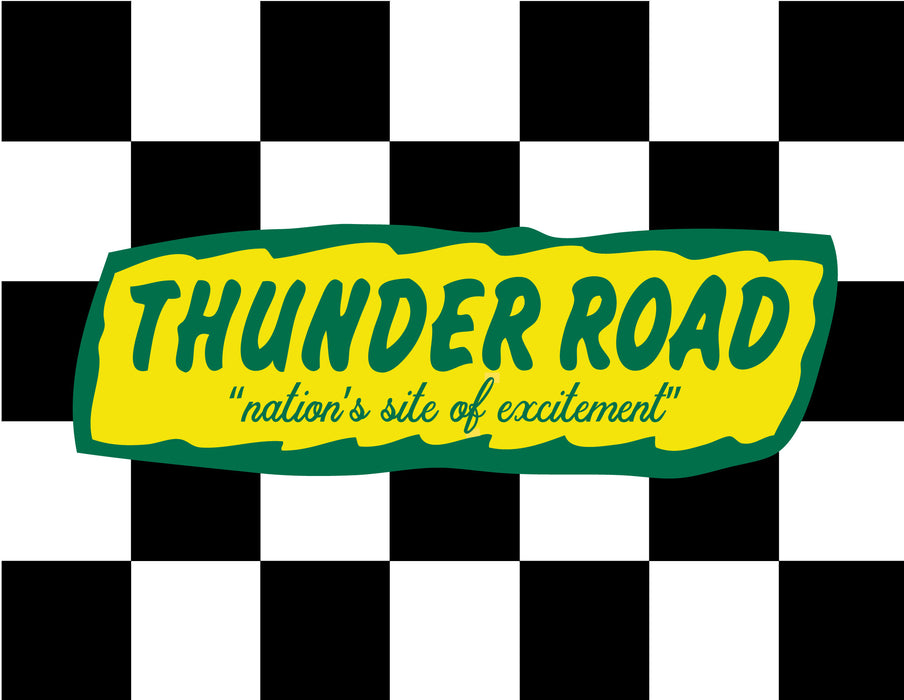 Thunder Road Custom Checkered Flag - 24"x30" - Nylon - Single Reverse - Stapled to 32"x5/8" Dowel