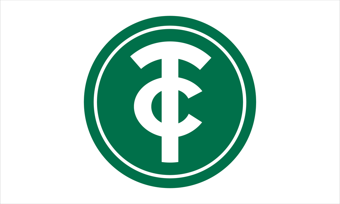 Tunxis Club Hand Applique Flag - 3'x5' - Heavy Duty Polyester - Single Reverse - Heading & Grommets - White BG - Emerald Green Logo
