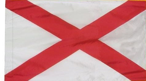 Alabama flag with gold fringe. Alabama flags for sale. Alabama Flag for sale. Alabama parade flag. Alabama flag with fringe. Alabama flag with gold fringe. Alabama indoor flag. Alabama presentation flag. 