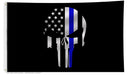 Thin Blue Line Skull Flag