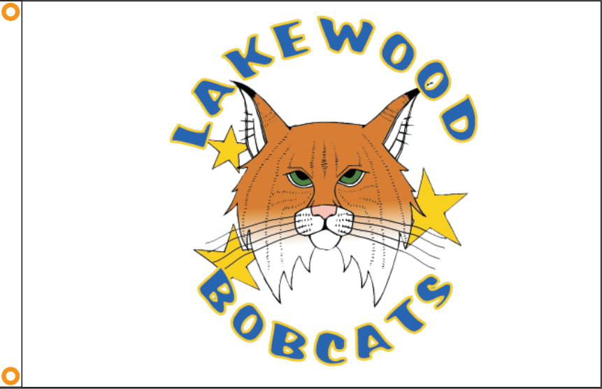 Lakewood Bobcats Printed Flag - 4'x6' - Nylon - Single Reverse - Heading & Grommets