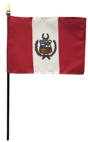Peru Stick Flag 4x6 | Mini Peru Desk Flag Made in USA — Flagman of America