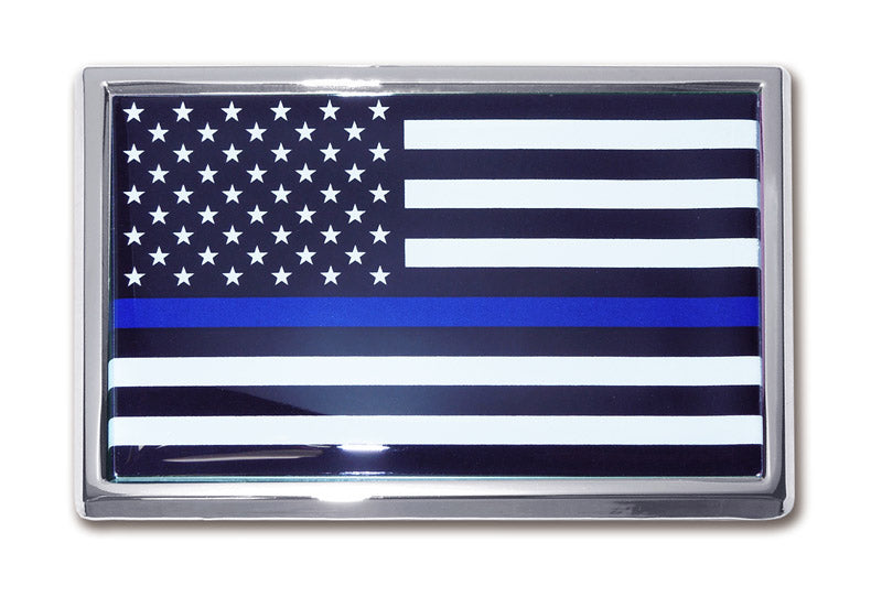 Thin Blue Line American Flag Car Emblem