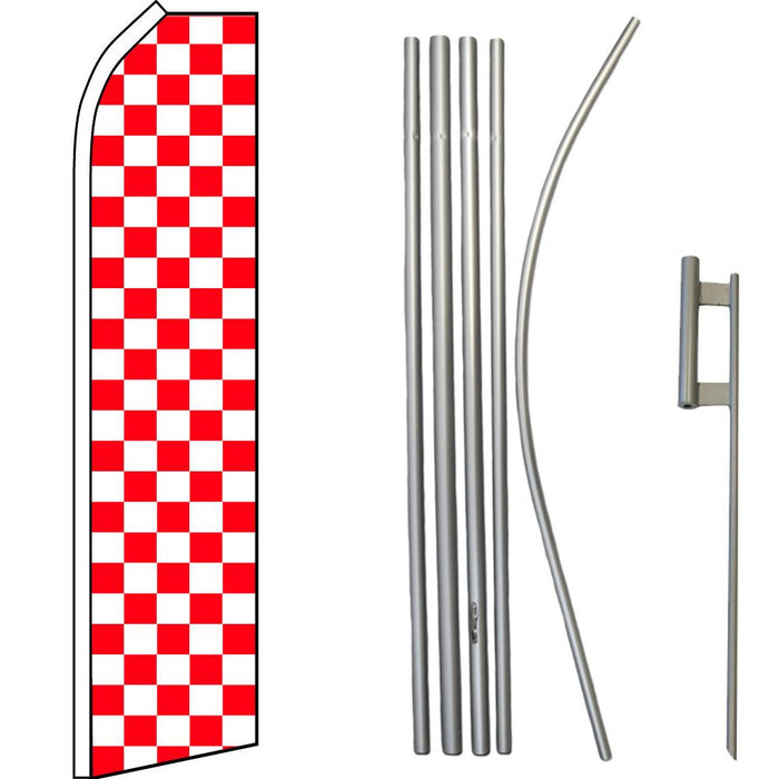 Red & White Checkered Feather Flag Kit