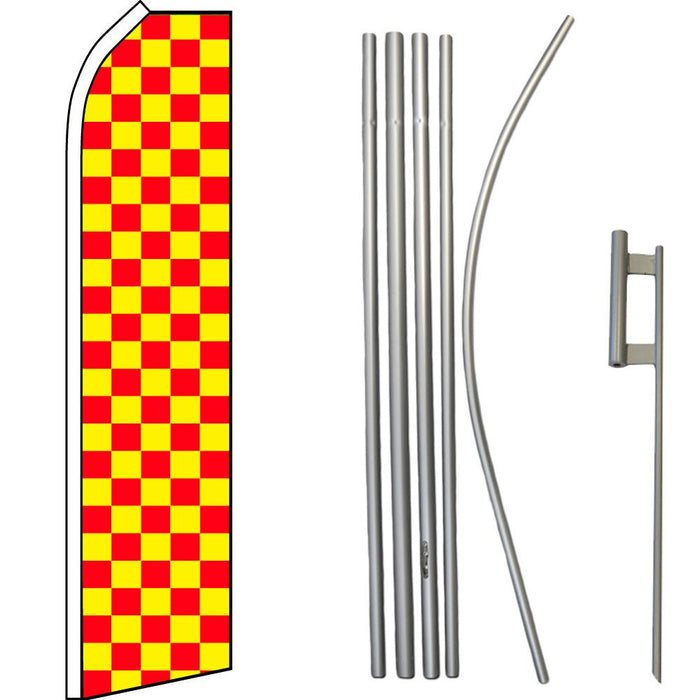 Red & Yellow Checkered Feather Flag Kit