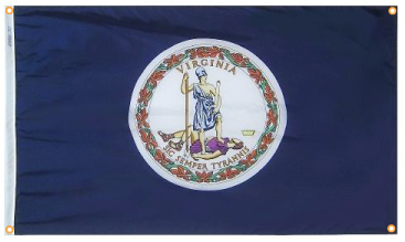 Virginia Nylon Flag with Grommets Along Edges for Wall Hanging
